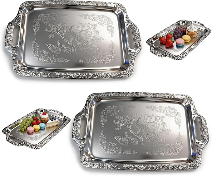 Silver Serving Tray, Metal Serving Tray by Unknown