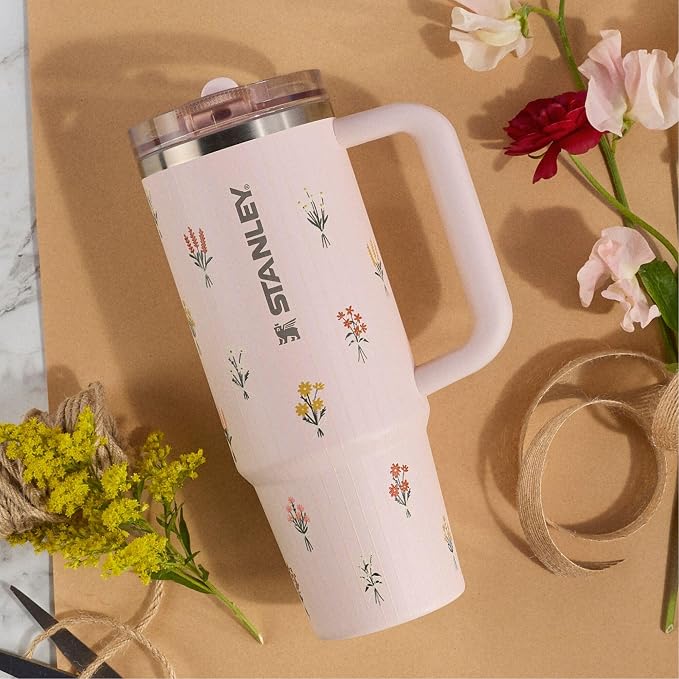 STANLEY Quencher ProTour Flipstraw Tumbler, 40 oz, Rose Quartz Bouquets | - Image 8