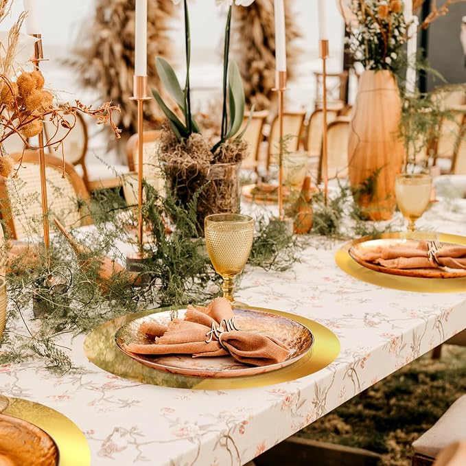 50PCS 13in Round Gold Placemats, Disposable Paper Chargers Plate | Paper - Image 5