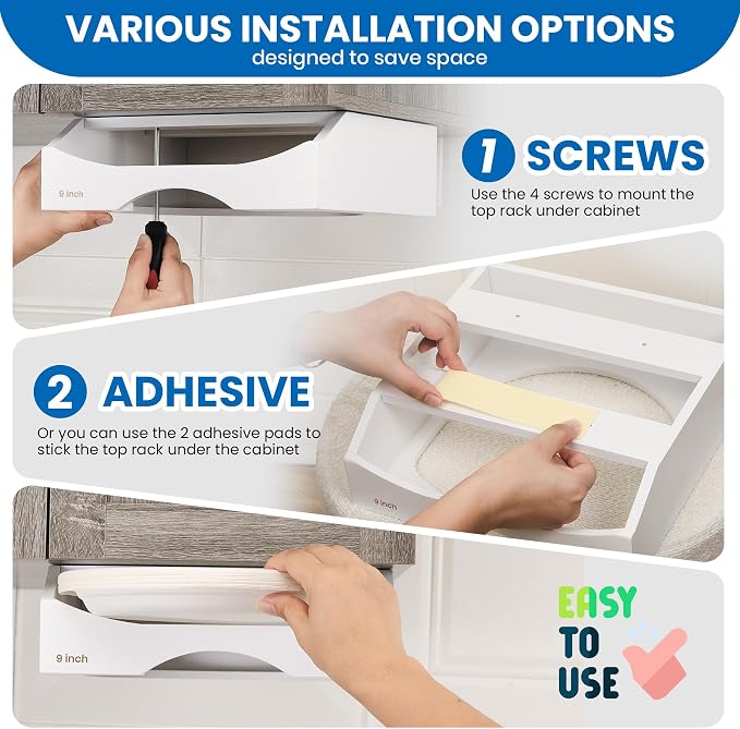 9-inch Paper Plate Dispenser Under Cabinet, Bamboo Paper Plate Holders - Image 6