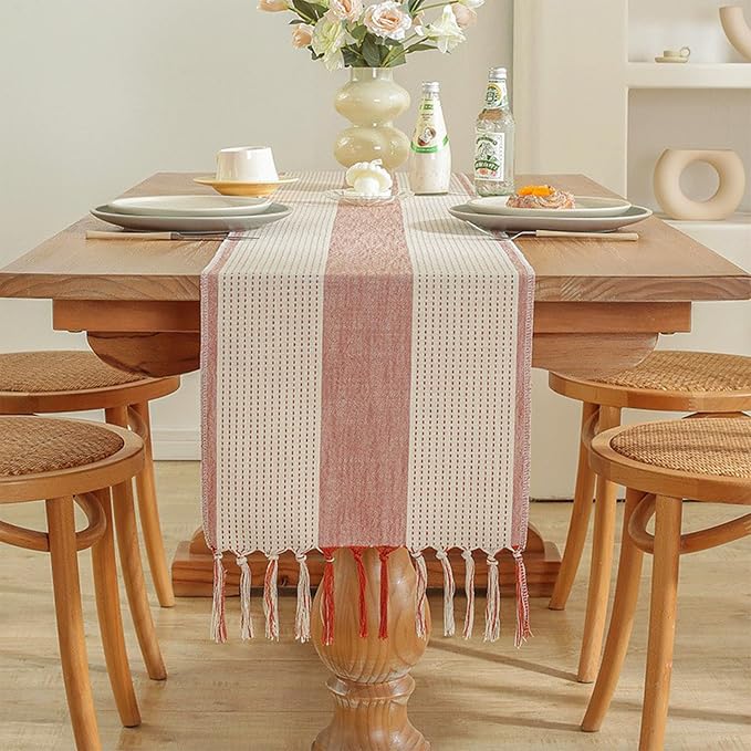 Orange Fall Table Runner 72 Inches Long, Boho Farmhouse Seasonal Thanksgiving - Image 2