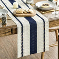 Artoid Mode Dark Blue Rustic Woven Table Runner 12x108 Inch | Holiday Farmhouse by ArtoidMode