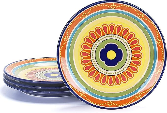 Bico Tunisian Salad Plates Set of 4, 8.75 Inch Ceramic Dessert Plates by Bico