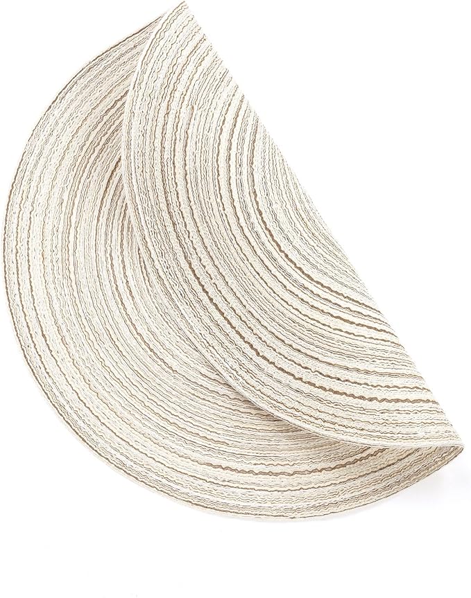 SHACOS Placemats Set of 8 Round Braided Place Mats 15 inch Washable Table Mats - Image 2