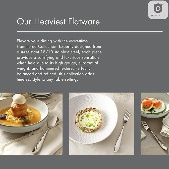 Hammered Silverware Set | Premium 18/10 Stainless Steel Flatware Service - Image 7