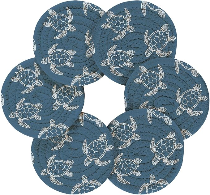 Turtle Navy Blue Print Coasters - Image 2