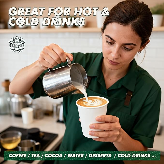 12 oz Paper Coffee Cups 1000 Pack Disposable Hot Coffee Cup 12oz White To Go - Image 2