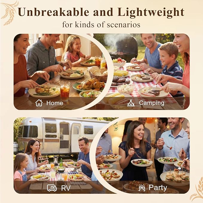Dinner Plates Set for 8, Wheat Straw Plate 10 Inch, Unbreakable Serving Plates - Image 7