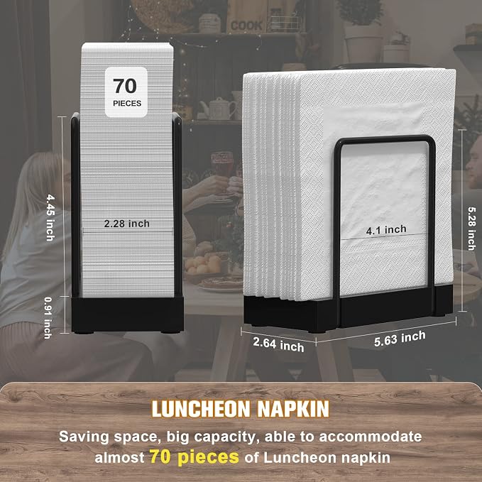 Wican Napkin Holder for Table, Bamboo Iron Standing Napkin Dispenser | Kitchen - Image 7