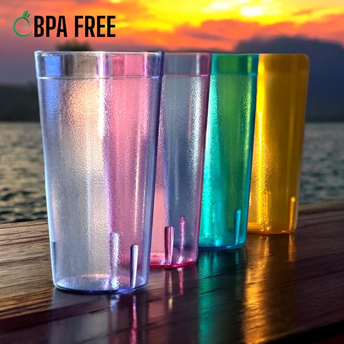 Oojami Set of 8 Plastic Tumblers, 20-Ounce Reusable Cups, BPA-Free & - Image 3