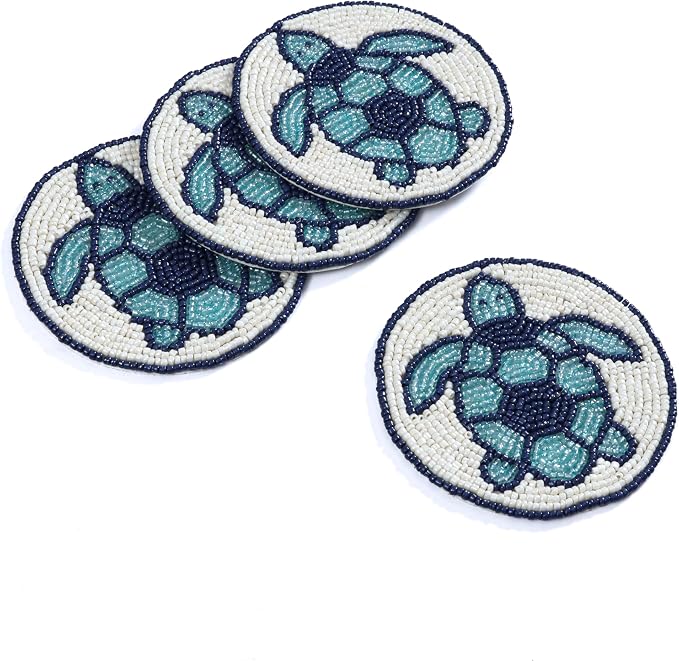 Set of 4 Beaded Farmhouse Coasters - Image 2