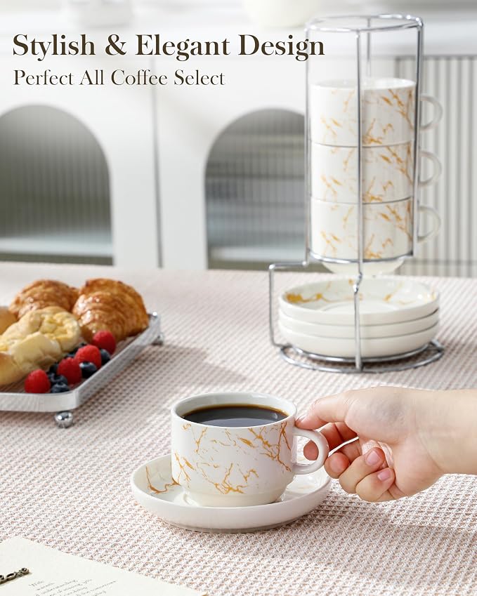 MALACASA 8 OZ Porcelain Espresso Cups - Image 5