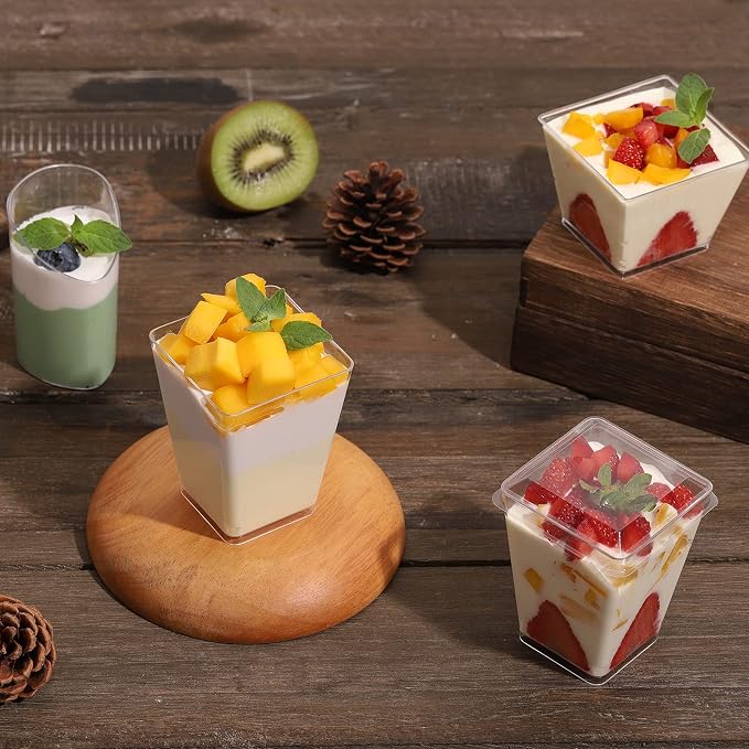 Eupako 100 Pack 5 oz Square Clear Plastic Dessert Cups - Image 6