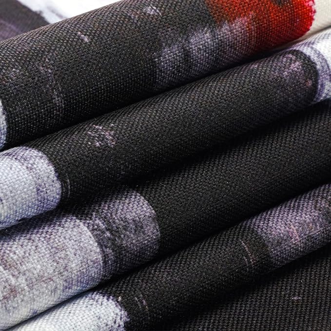 Red and Black Table Runner, Teal Abstract Modern Art Burlap Table Runners - Image 4