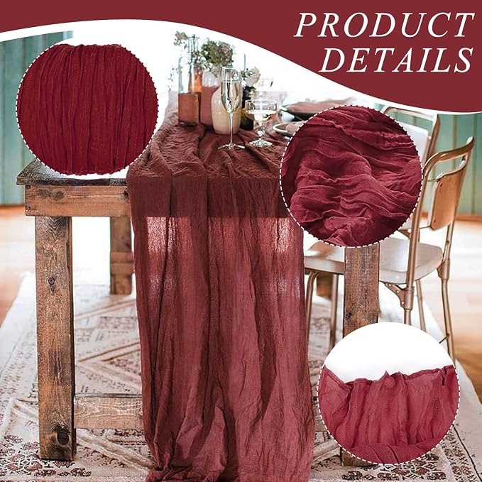 12 Pack Cheesecloth Table Runner, Runner Gauze Boho Wedding Decor Romantic - Image 3