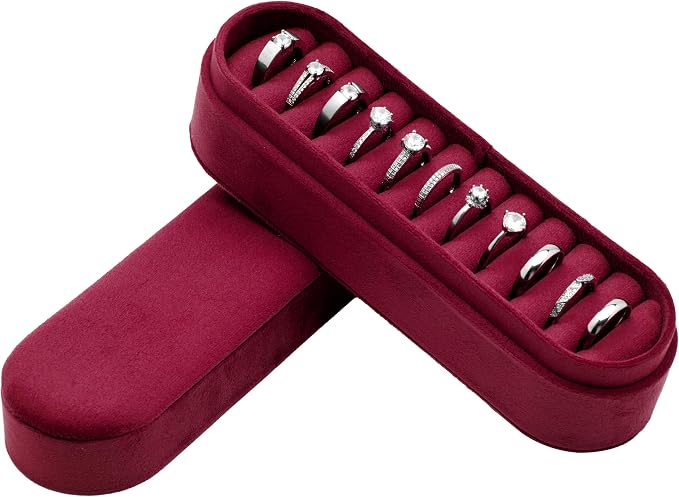 Velvet Small Multiple Ring Box Portable Organizer Display Storage | Travel Case by COWFEX