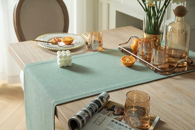 Burlap Style Farmhouse Table Runner, 14x60 Inches Seafoam | Thick Durable Fabric - Image 4
