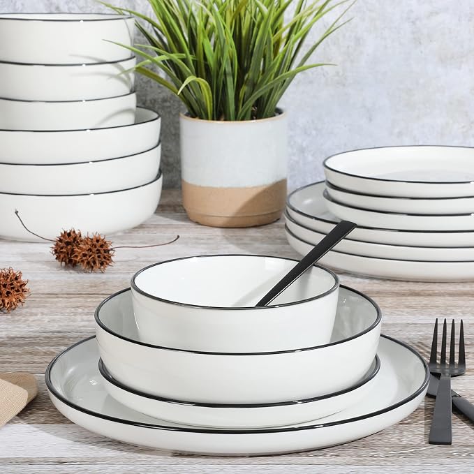 Gibson Home Oslo 16-Piece Porcelain Dinnerware Set, Service - Image 2