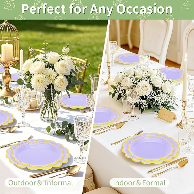 50 Pcs Lavender Paper Plates Disposable, Dessert Cake Plates, - Image 7
