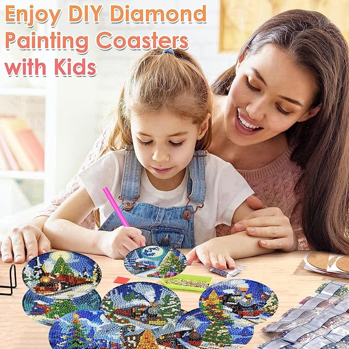 ijbnhd Christmas Train Diamond Art Coasters, 4x4 inch | Diamond Painting Kits - Image 5