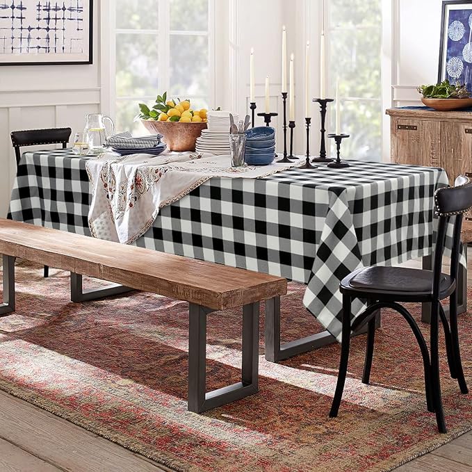 Checkered Table Cloths Rectangle 60x120 inch 2 Pack Black and White | - Image 2