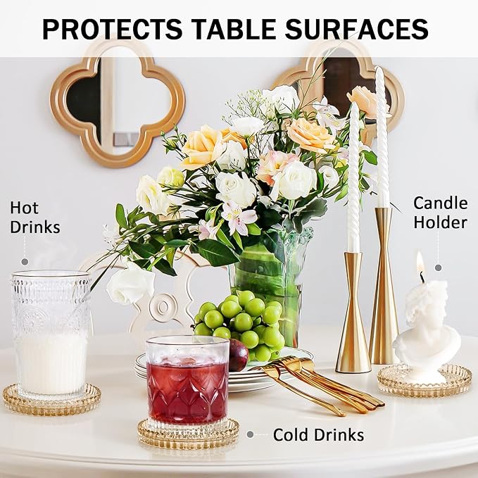 Modern Clear Glass Coasters Set of 8, Cute Coasters Table Mats - Image 3