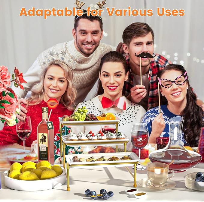 3 Tier Serving Tray, BPA Free Tiered Platter, Sturdy & Stable. - Image 7