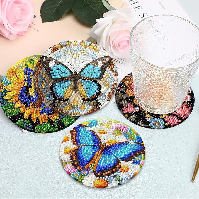 Mrnsiet 8PCS Butterfly Diamond Art Coasters Kits - Image 7