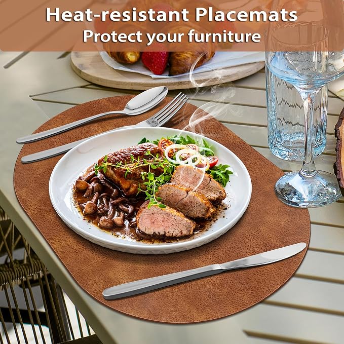 ADRIMER Placemats, Heat Resistant Oval Placemats Set of 4 Washable 12 x 17 Inch - Image 3