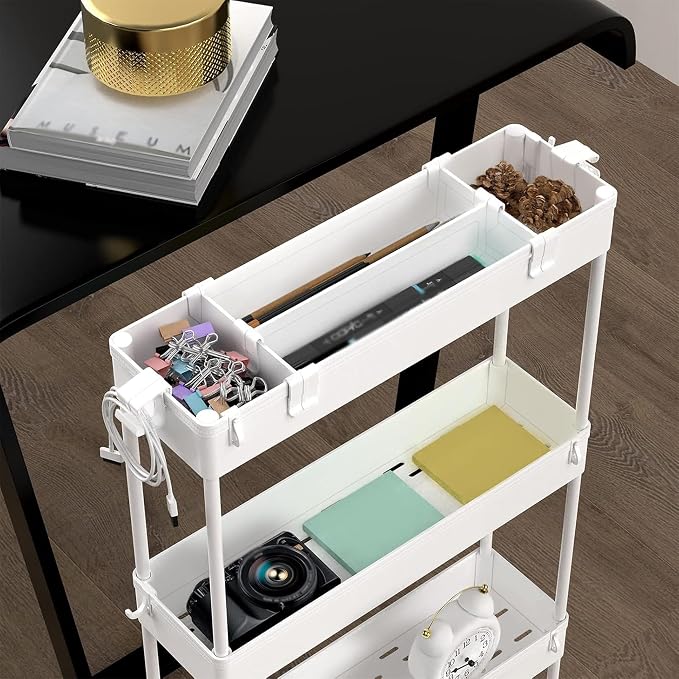 2-piece Set Slim Storage Cart 3 Tier, Bathroom Organizer Rolling Utility - Image 7