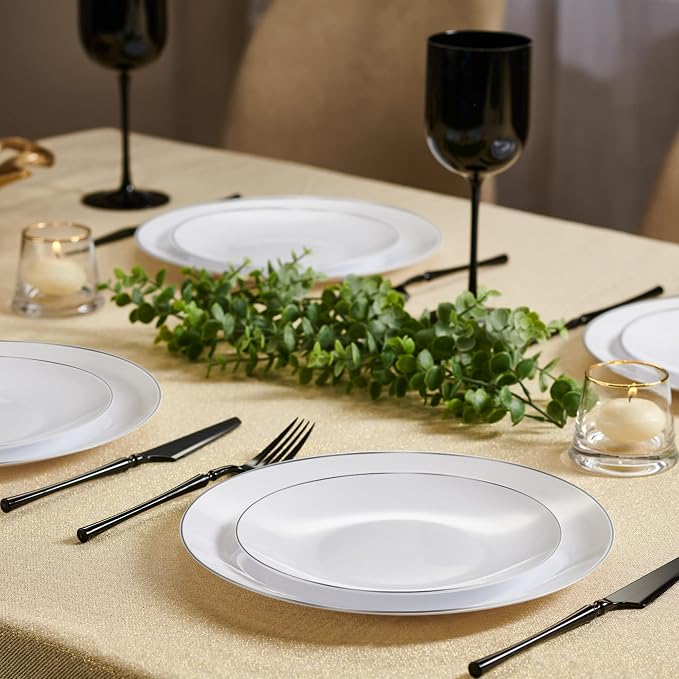 PLASTICPRO 32 Piece Combo Plates Set includes 16-7'' inch Plate & 16-10'' inch - Image 3