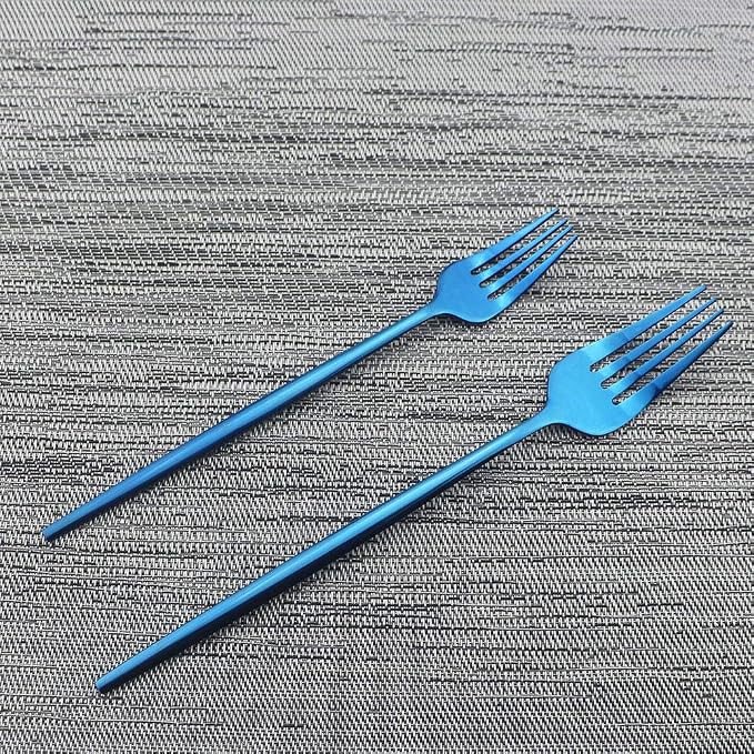 JASHII Shiny Blue Silverware Set, 20-Piece Stainless Steel Satin Finish Flatware - Image 5