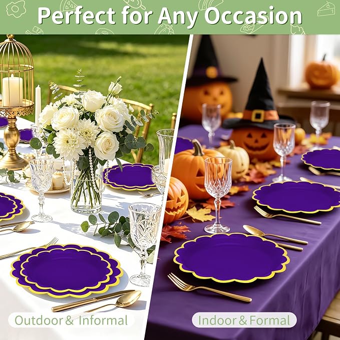 50 Pcs Purple Paper Plates Disposable, Dessert Cake Plates, - Image 7