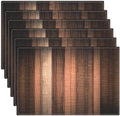 Emvency Farmhouse Placemats Set of 6, Striped Rustic Farmhouse Brown Abstract by Emvency