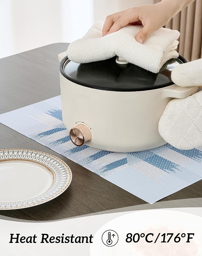 Leetaltree Geometric Print Blue Placemats Set of 8 - Image 4