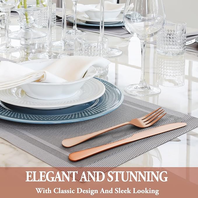 48 Pcs Rose Gold Silverware Set - Image 6