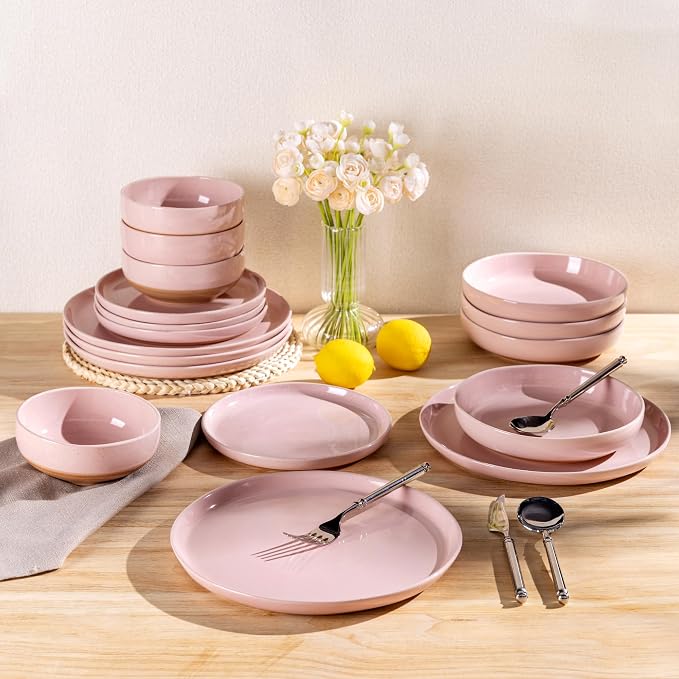 AmorArc Dinnerware Sets for 8, 24 Pieces Ceramic Plates and Bowls Set | Scratch - Image 9