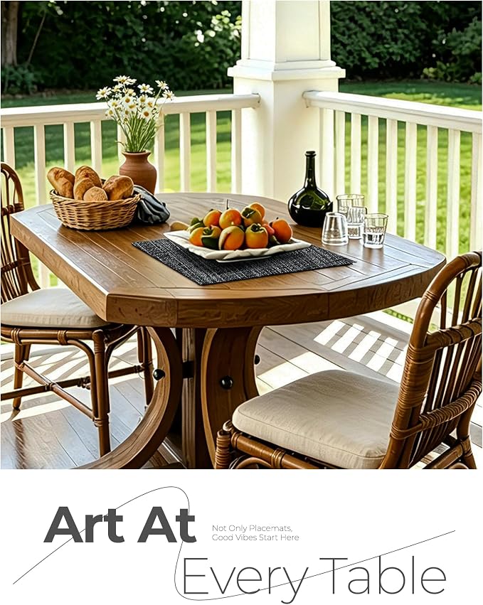Leetaltree Black and Grey Woven Placemats Set of 24 - Image 9