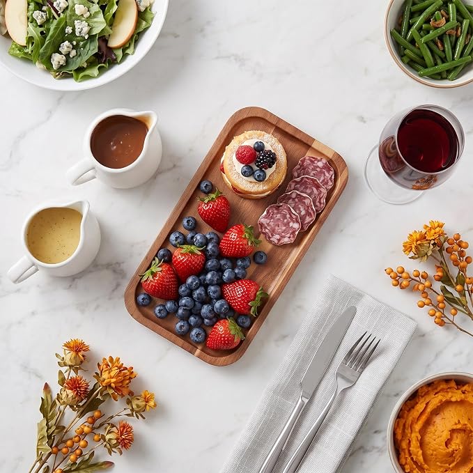 Small Solid Acacia Wood Serving Trays and Platters - Image 2