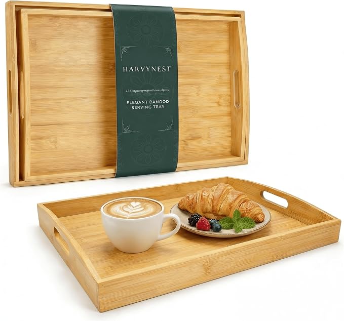 Bamboo Serving Tray Set of 2 by Harvynest