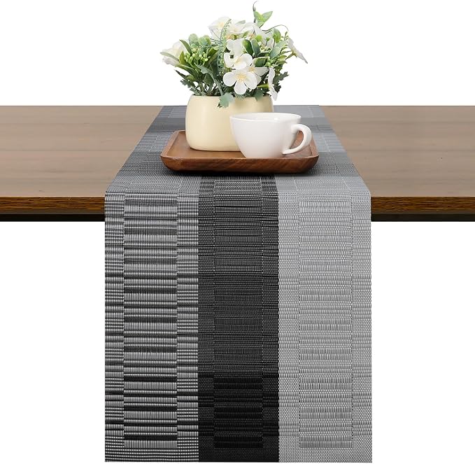 Table Runner 88 Inches Long, Vinyl Woven Farmhouse Table Runners | Washable by Chitomars