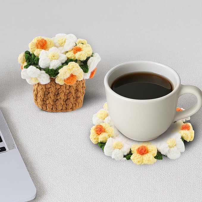 Crochet Flower Coasters, Handmade Bouquet Coasters - Image 6