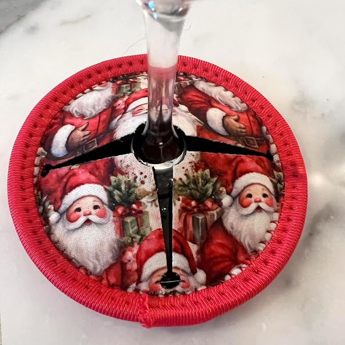 Set of 4 Themed Drink Coasters for Wine Glasses | Reusable Slip-On Stemmed - Image 3