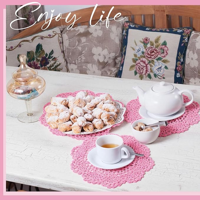 10 Pcs 8 Inch Cute Crochet Doilies Crochet Flower Coasters Handmade Cotton - Image 5
