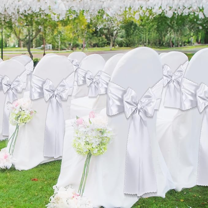 VACVELT White Satin Table Runners, 12x72 Inch, 12 Pack, Scalloped Edge | Silky - Image 4