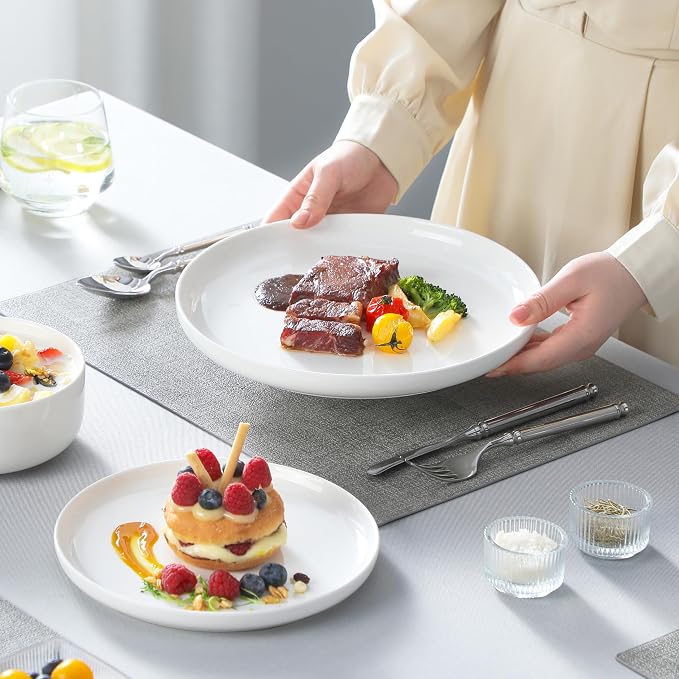 MALACASA Plates and Bowls Sets, 24 Pieces Modern Porcelain Dinnerware Set - Image 6