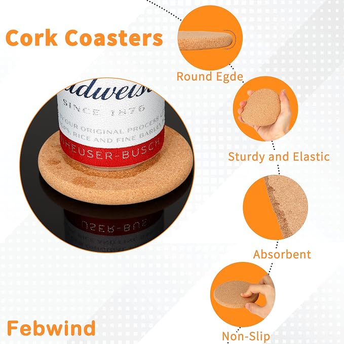 12 Pack 0.4" Ultra Thick Cork Coasters - Image 2