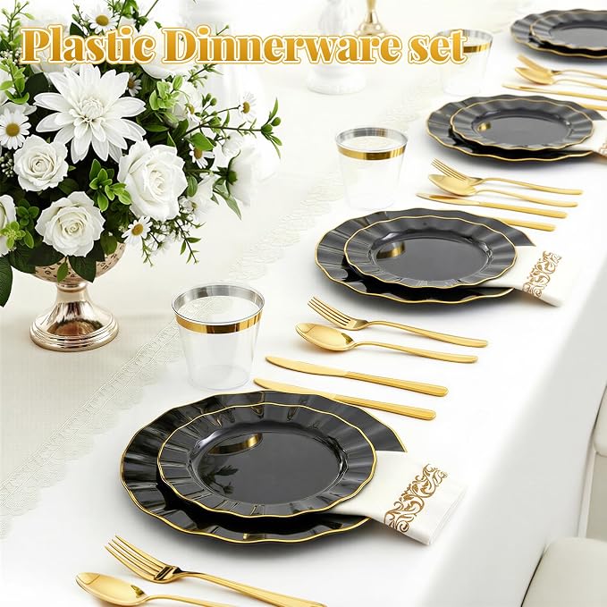 Glowserve 175 Piece Disposable Plastic Plates Dinnerware Set - Image 3