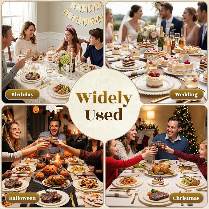 350pcs Plastic Dinnerware Set Ivory 50 Guests - Image 7
