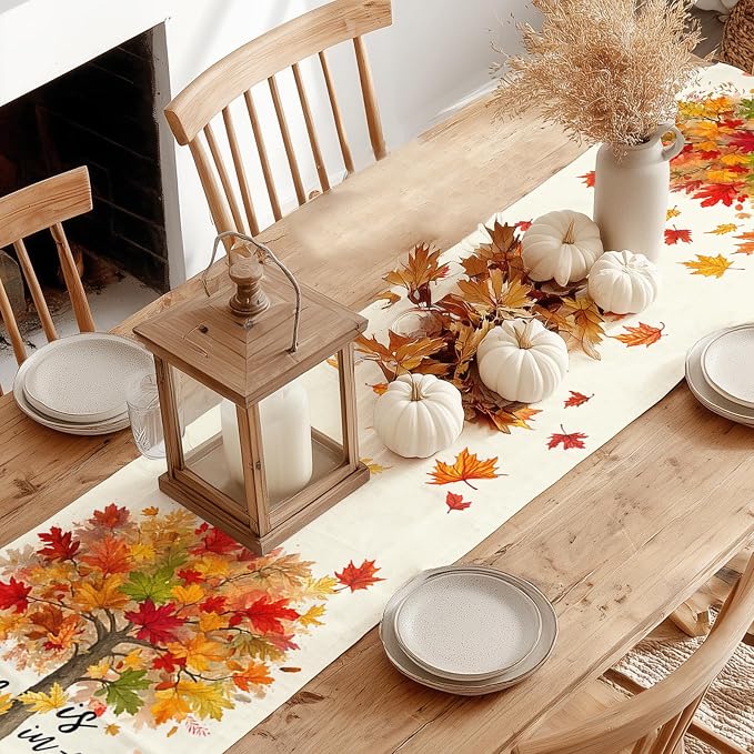 Fall Table Runner 13 x 48 Inch, Maple Leaves Autumn Farmhouse Decor - Image 7